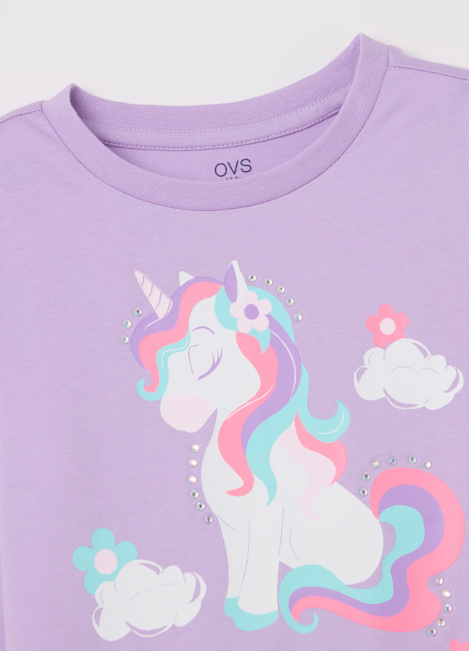 Cotton T-shirt with print and long sleeves