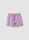 Purple pure cotton shorts with floral print_0