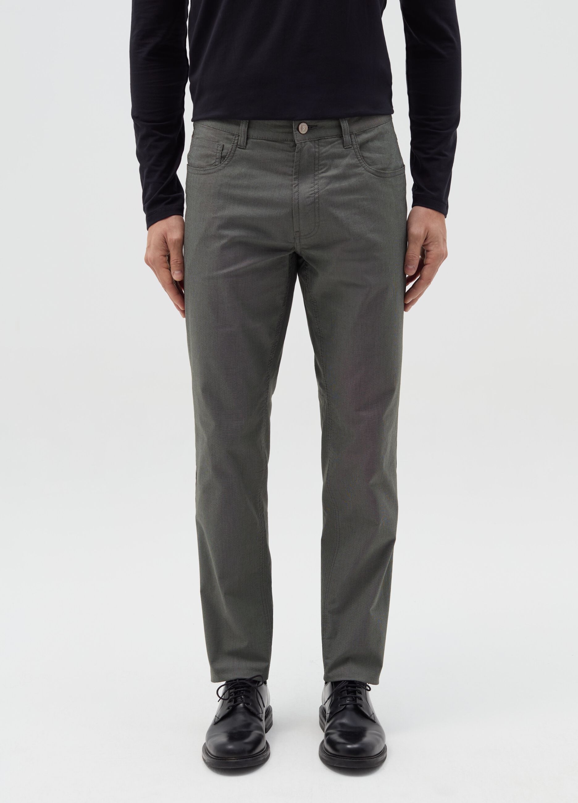 Stretch slim-fit trousers with five pockets
