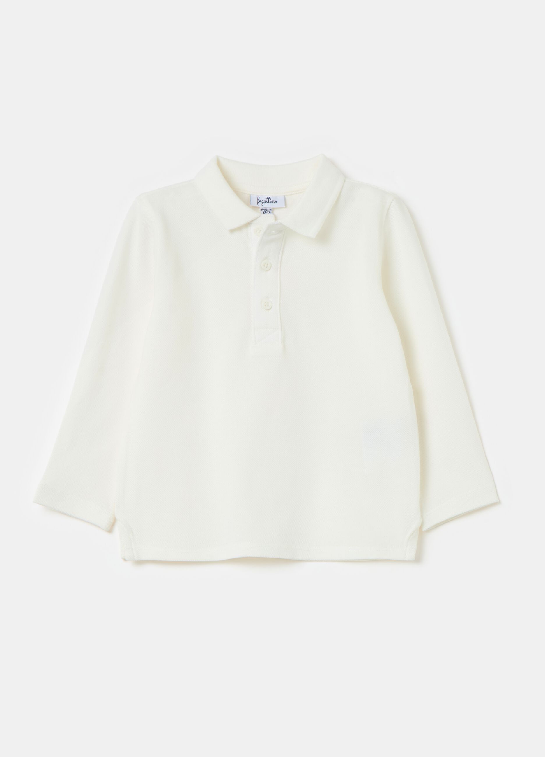 Cotton polo shirt with long sleeves