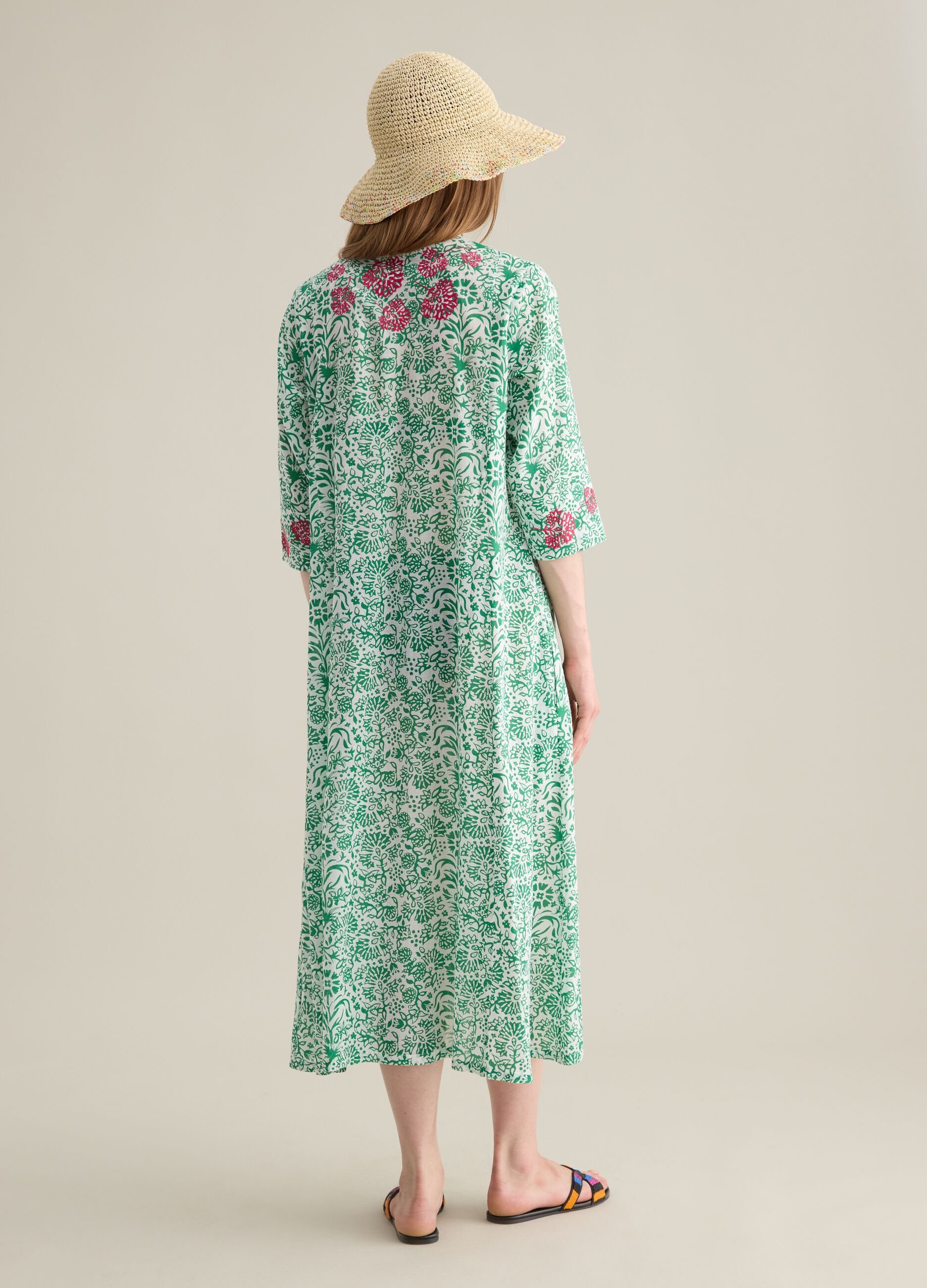 Abito lungo da donna in puro cotone multicolor