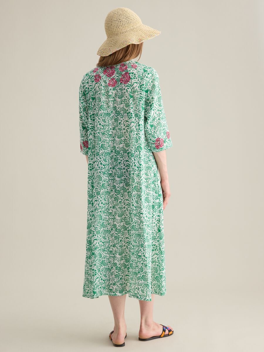 Abito lungo da donna in puro cotone multicolor_3