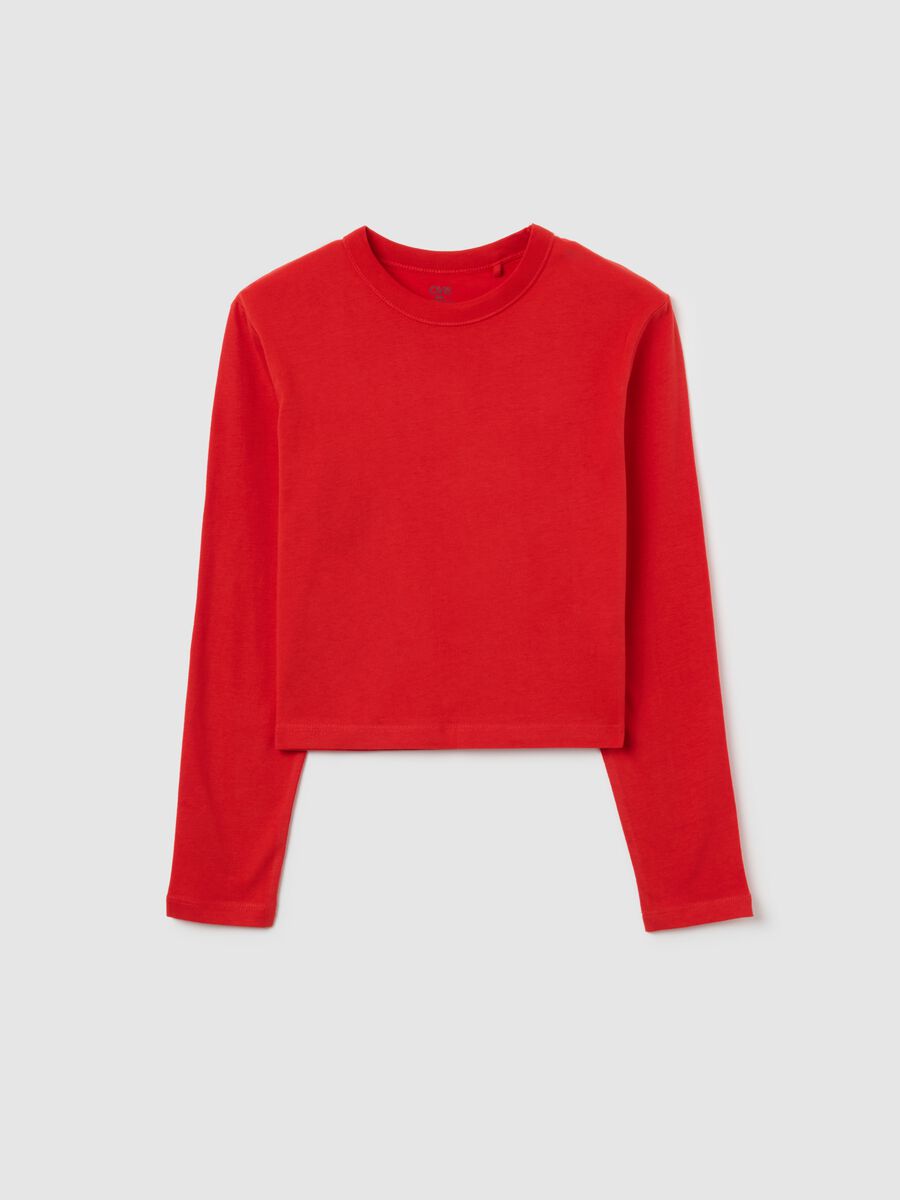 Girls' red long sleeve top in pure cotton regular fit_0