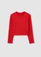 Girls' red long sleeve top in pure cotton regular fit_0