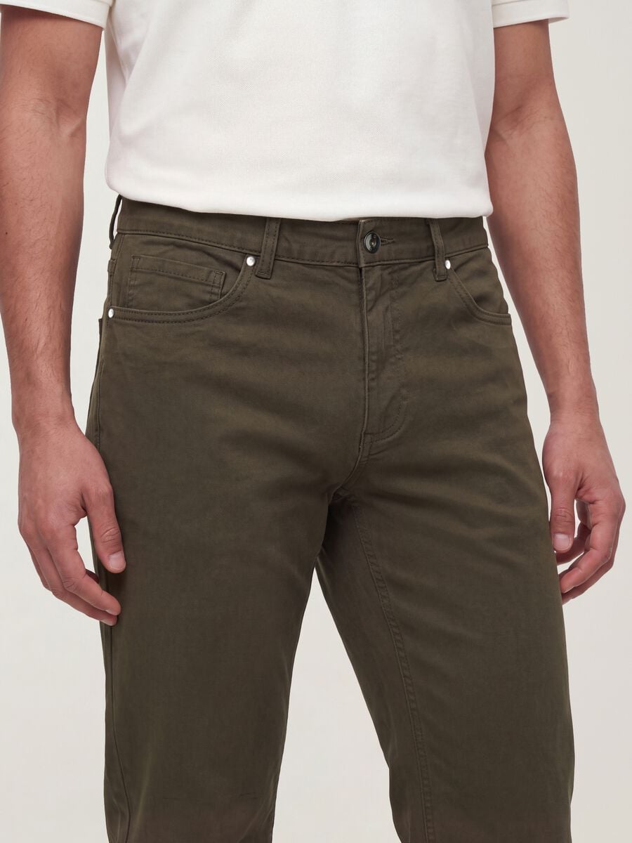Pantaloni verdi in twill di cotone elasticizzato slim fit_2