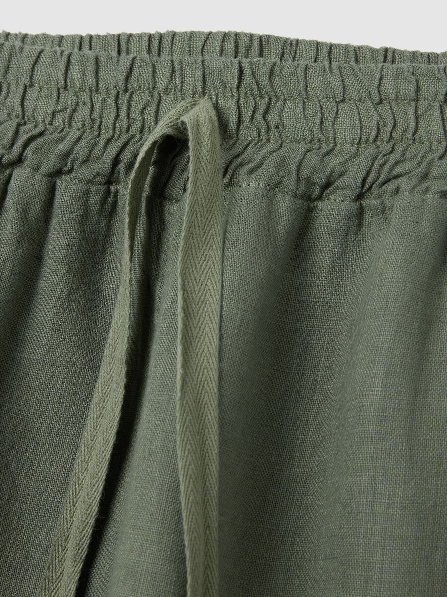 Women's green pure linen trousers regular fit_5