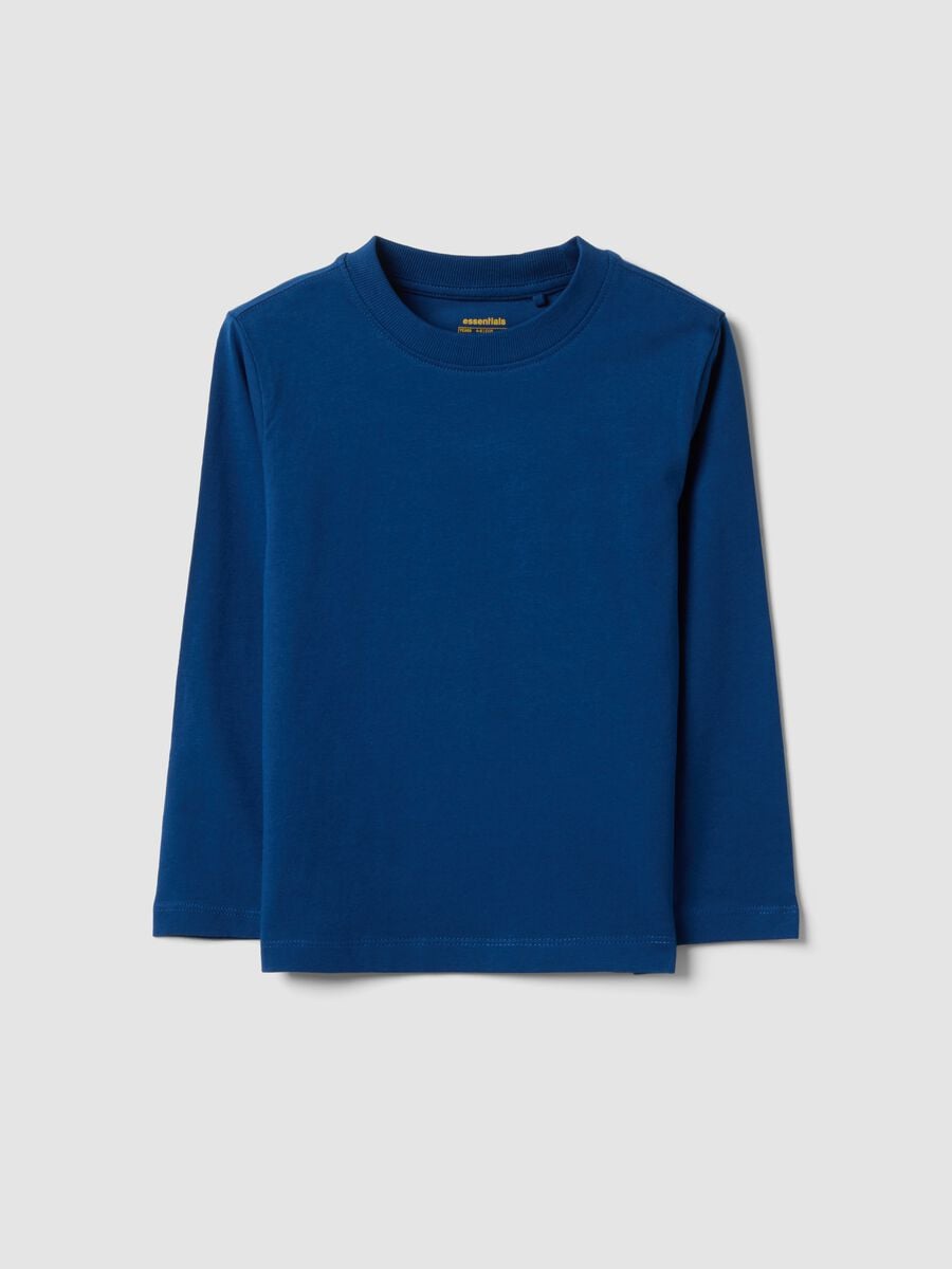 T-shirt blu in puro cotone organico a girocollo per bambino regular fit_0