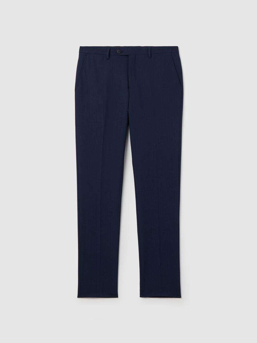 Slim-fit trousers with micro weave_4