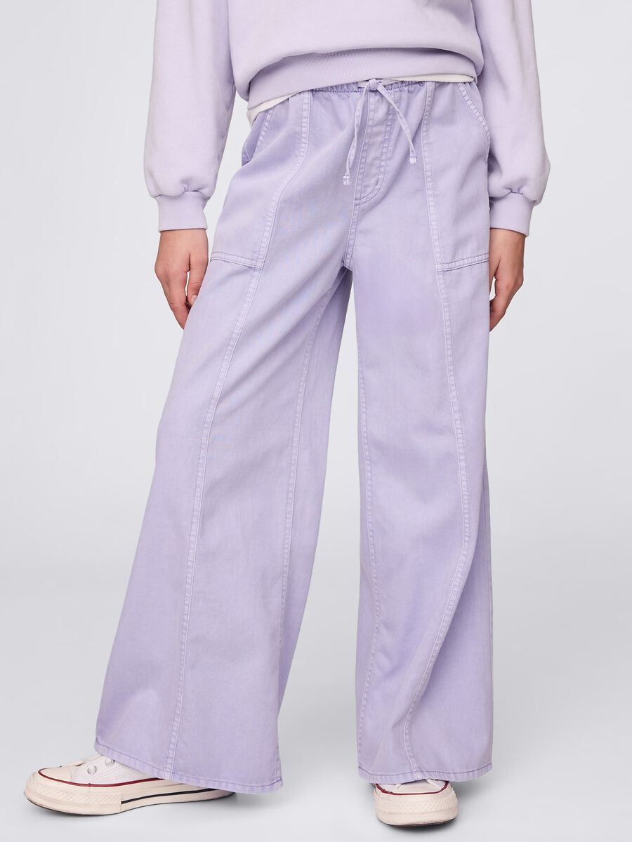 Purple wide-leg trousers with drawstring_1