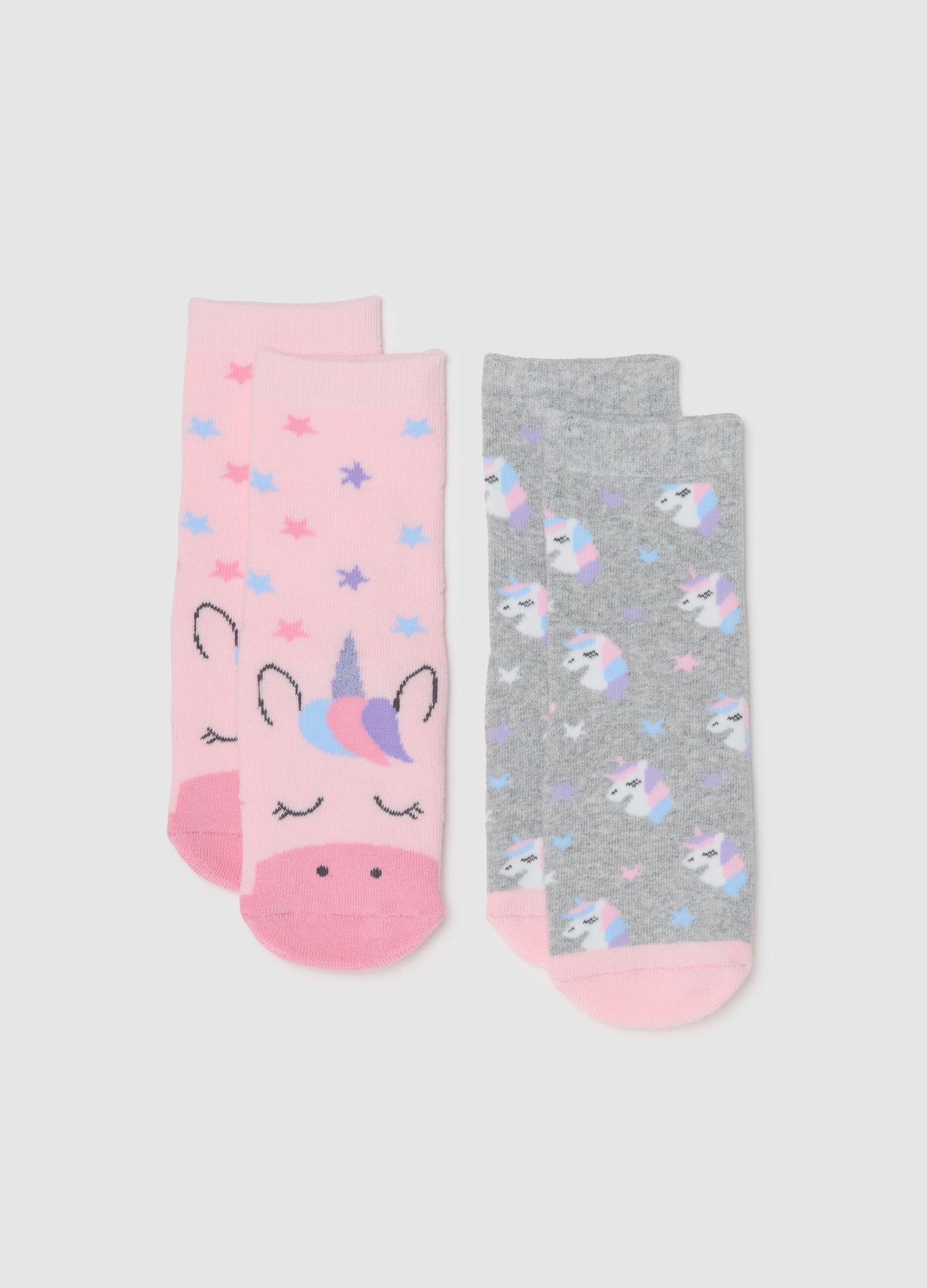 Bipack di calze da bambina in cotone multicolor elasticizzate