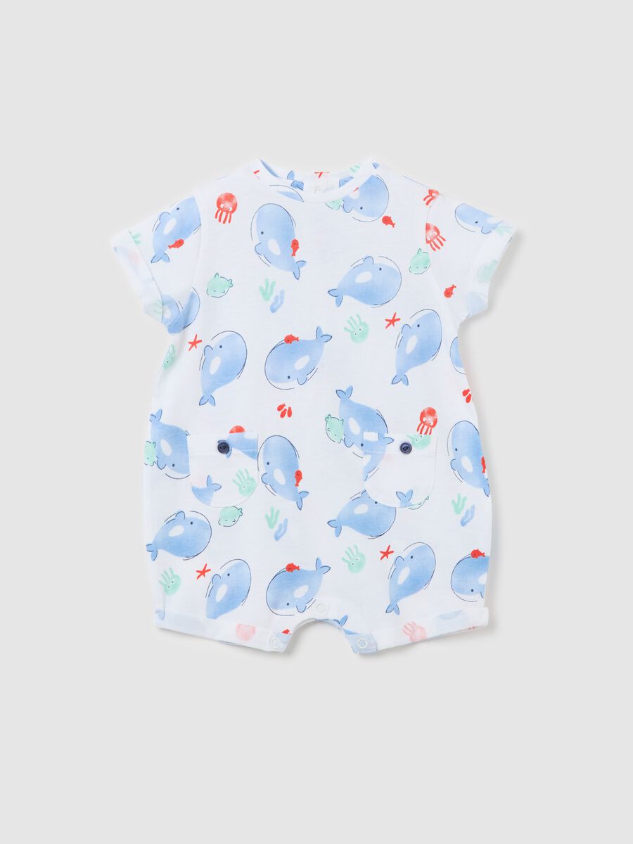 Cotton onesie with whales print_0