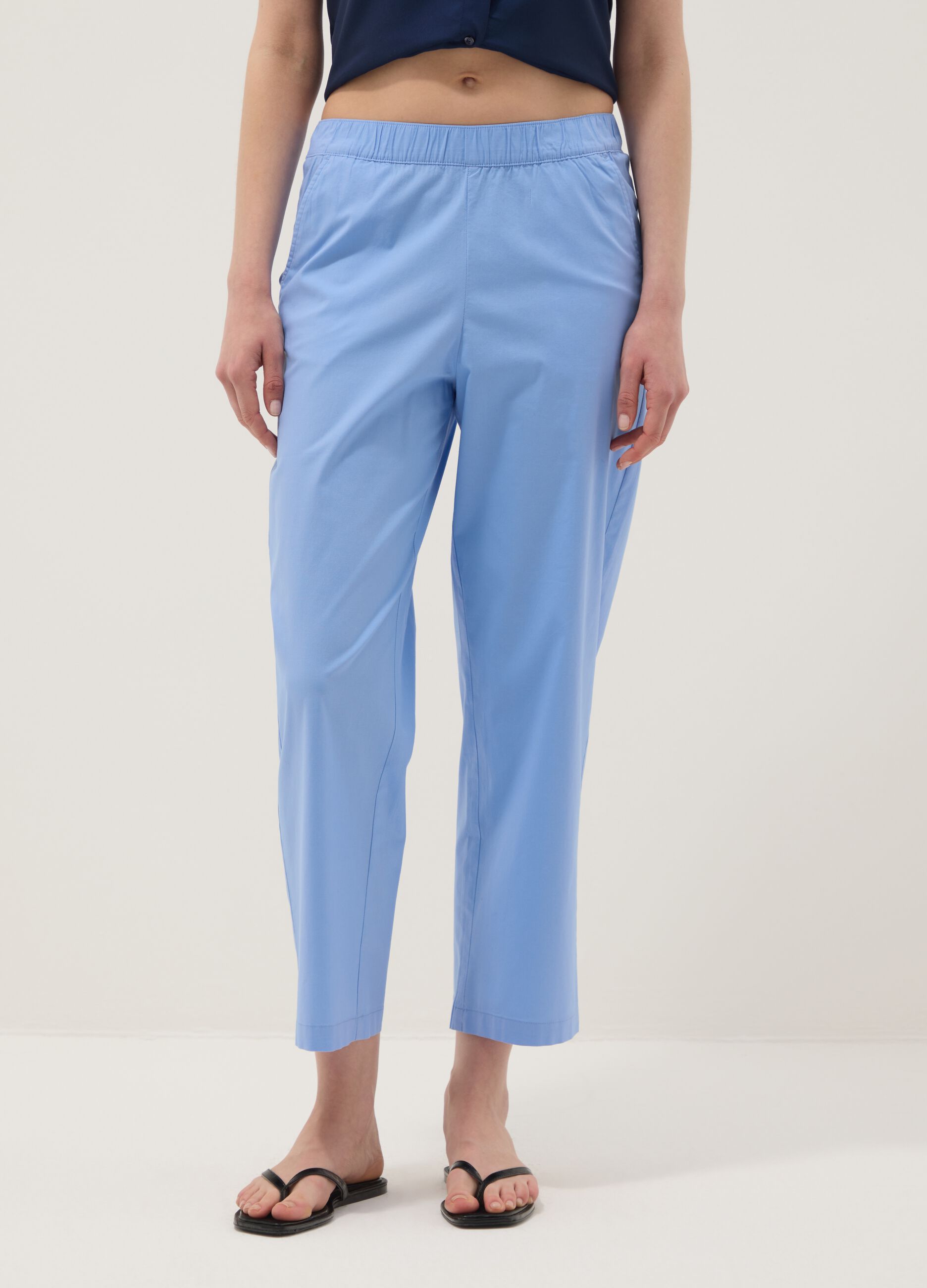 Light blue stretch cotton trousers