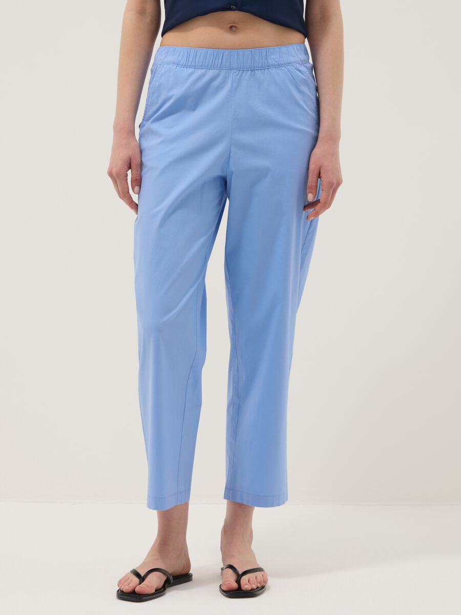 Light blue stretch cotton trousers_1