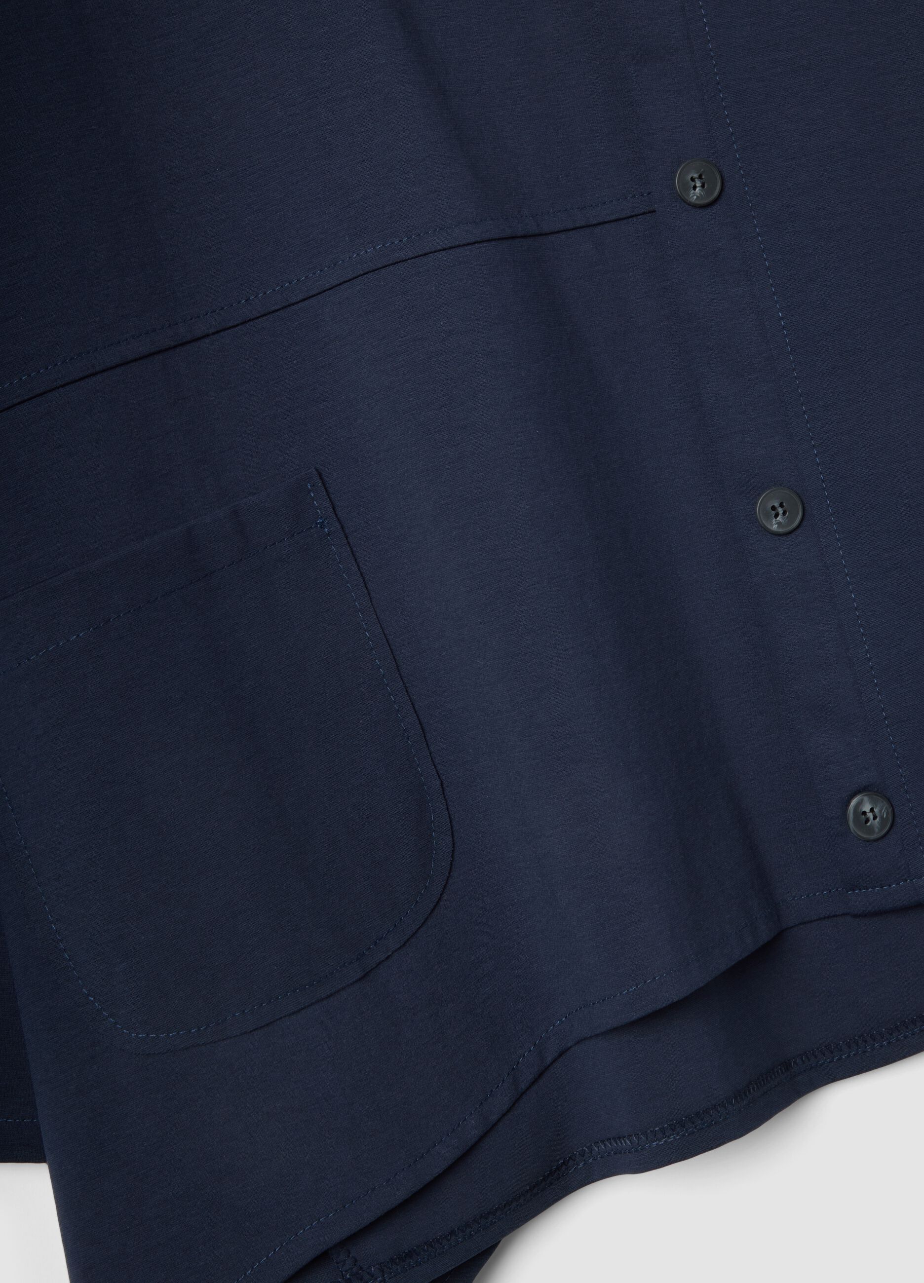 Blue stretch-cotton button-up blouse, regular fit