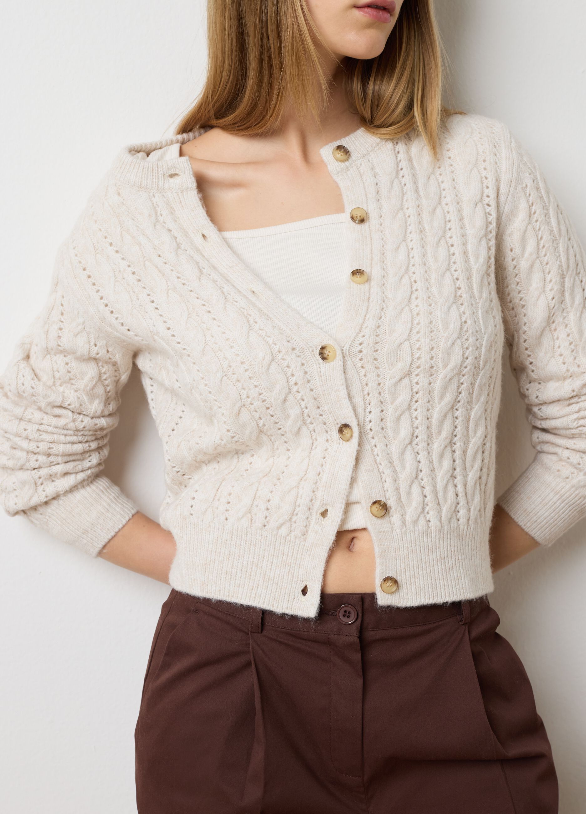 Beige Regular Fit Cardigan