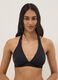 Top bikini elasticizzato nero a triangolo_0