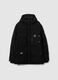 Black padded regular fit jacket with hood and buttons_4