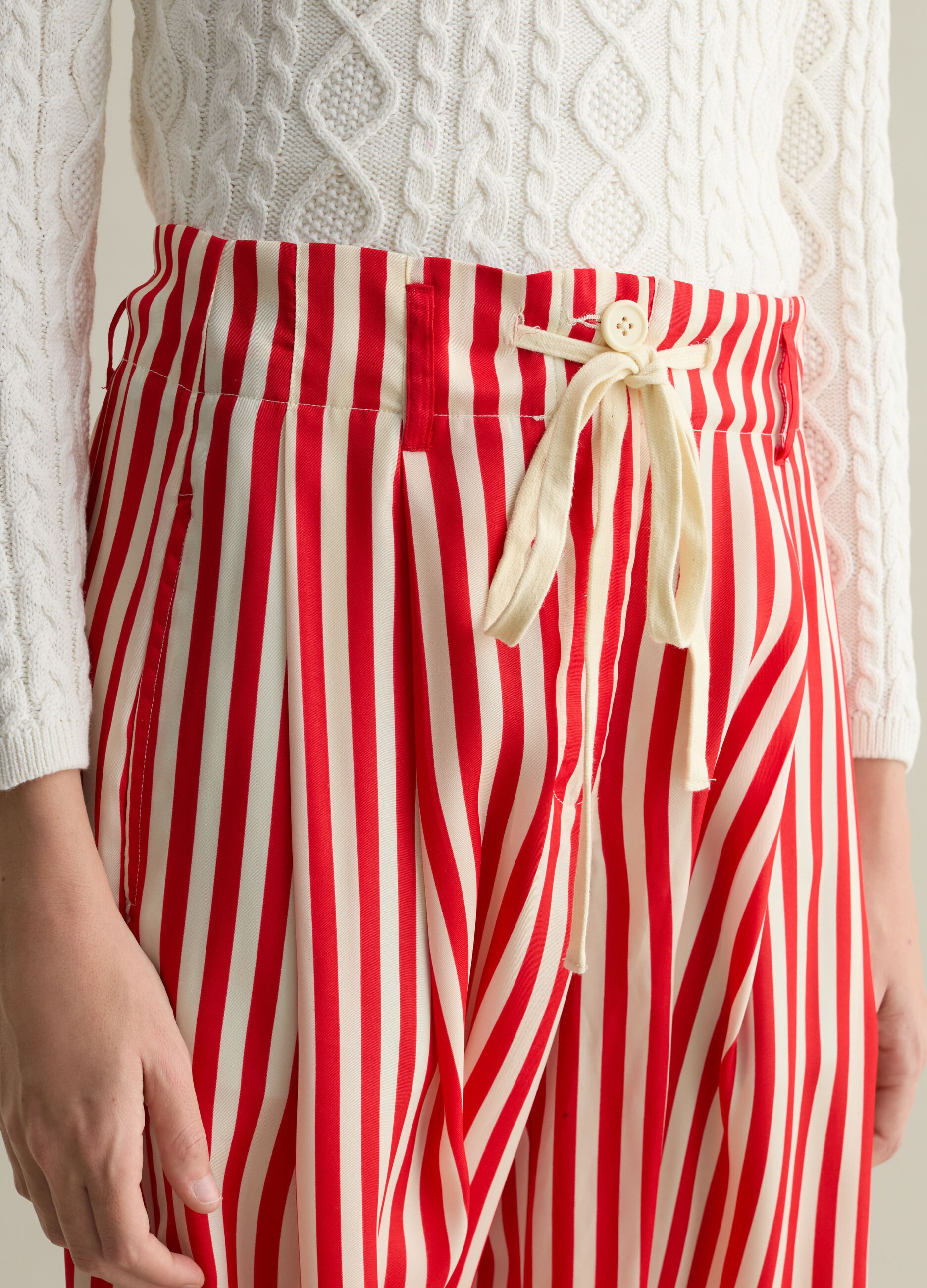 Pantalone gamba larga a righe con coulisse 