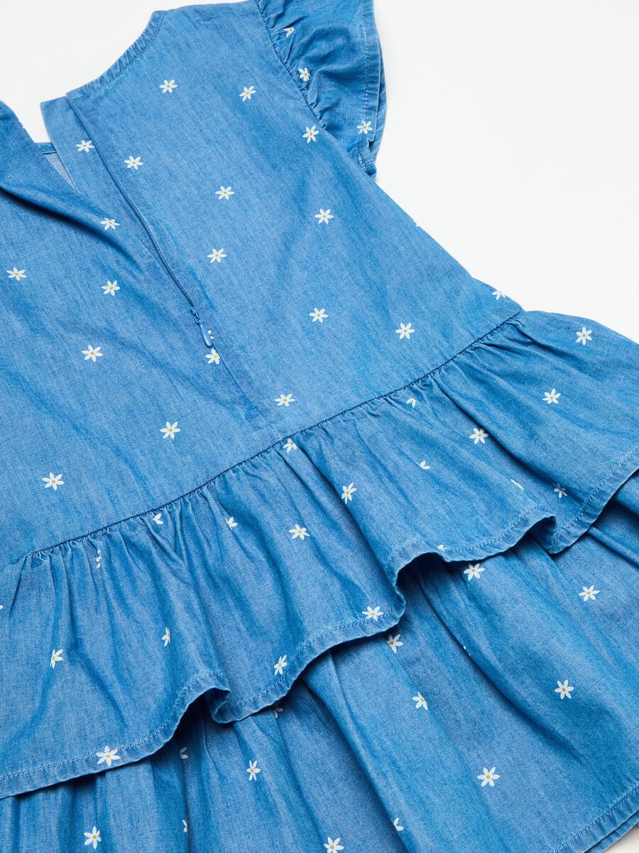 Denim dress with small flowers print_2