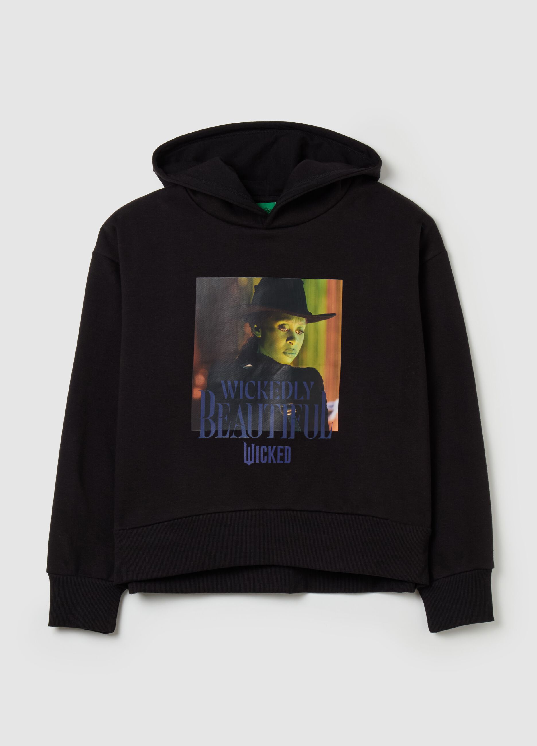 Sweatshirt with hood and Wicked print