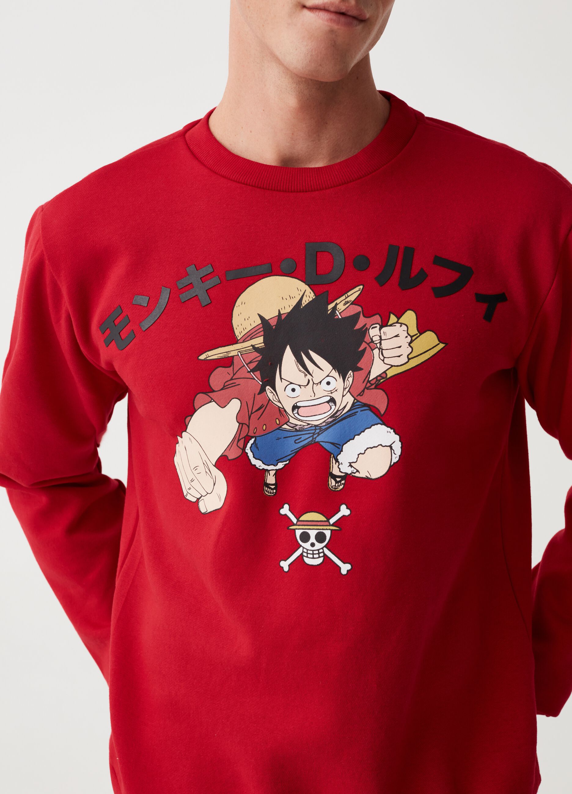 Felpa girocollo con stampa One Piece
