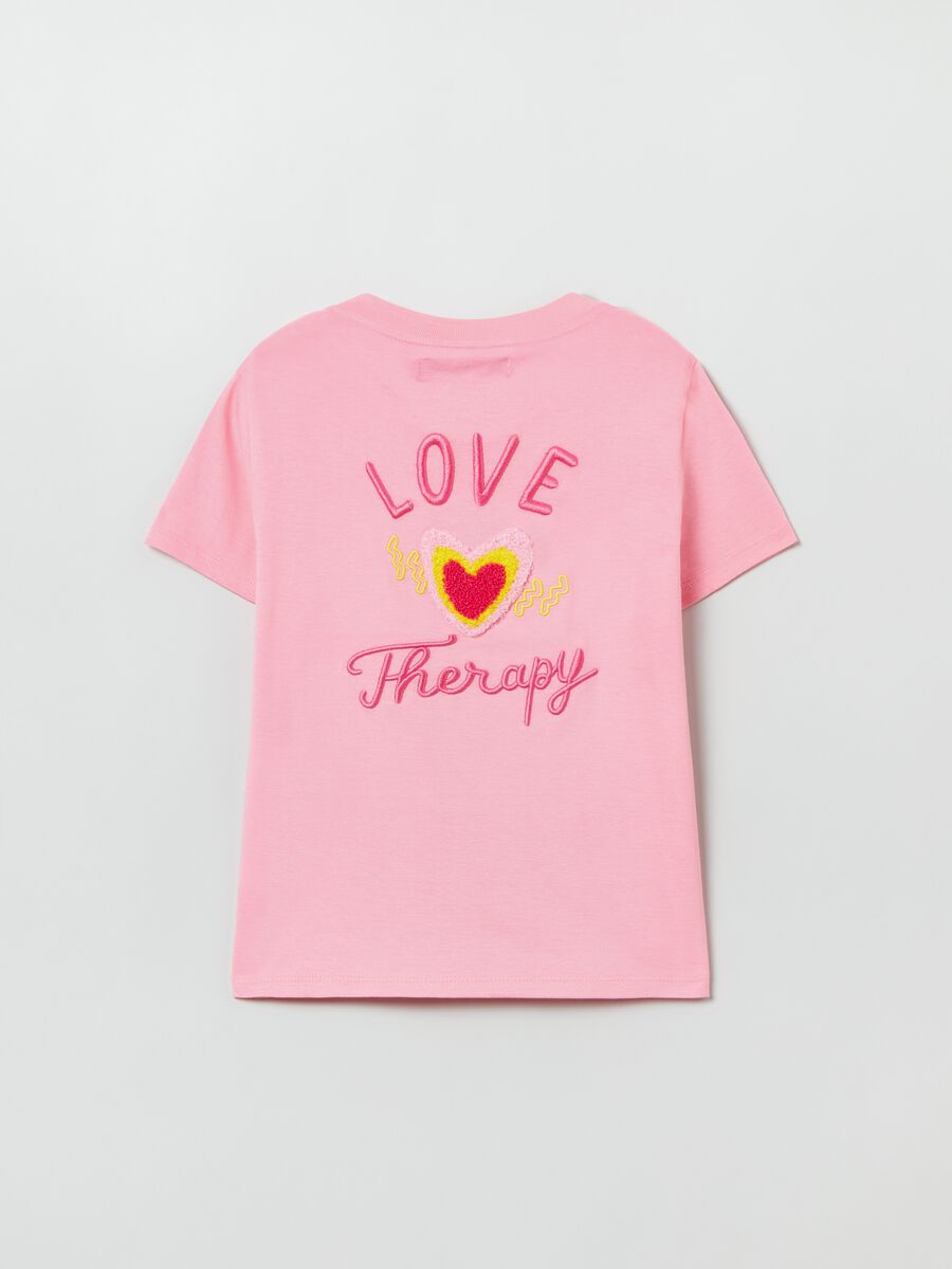 T-shirt in cotone con ricamo lettering_1