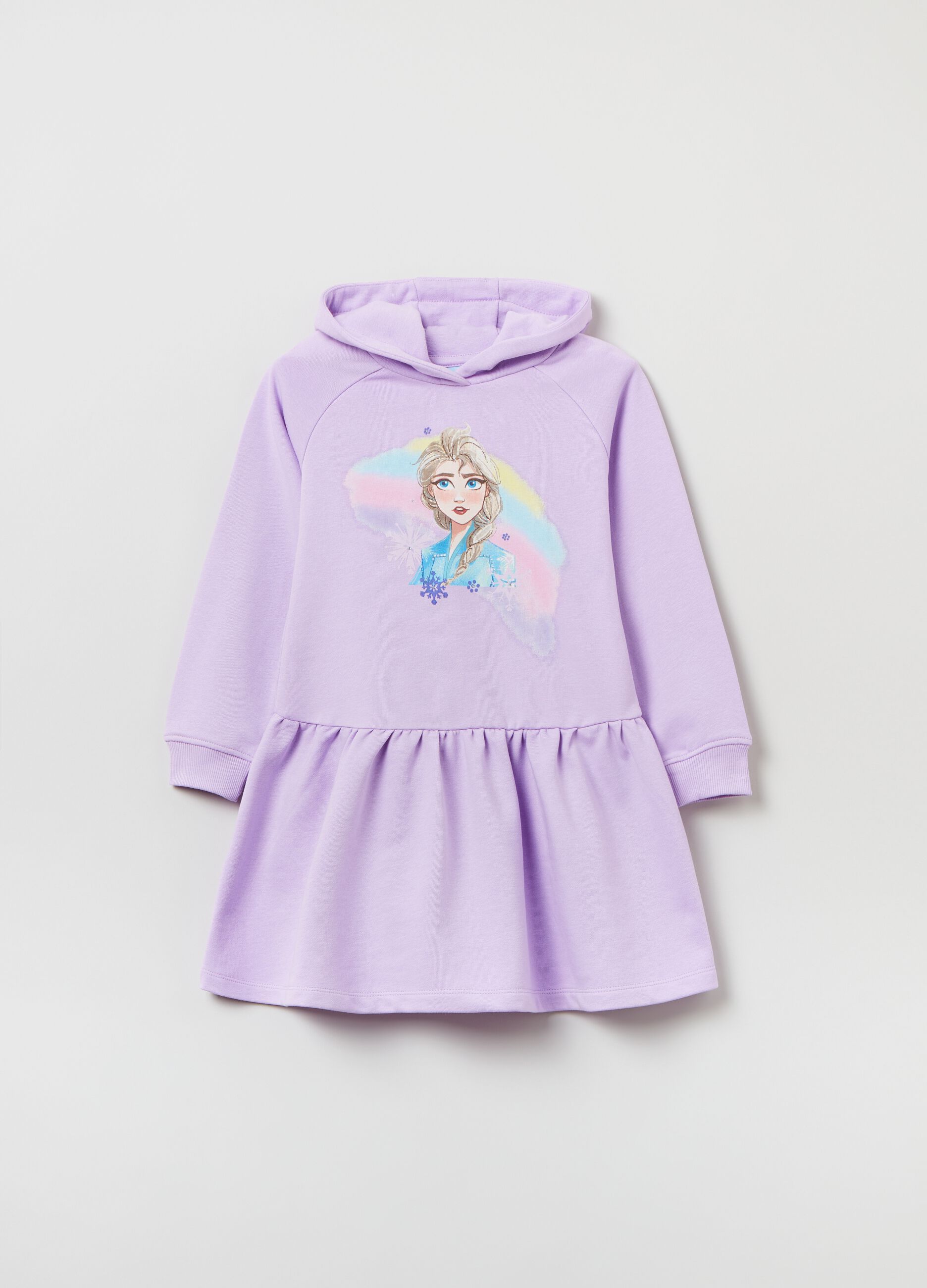 Abito felpa con cappuccio stampa Disney Frozen