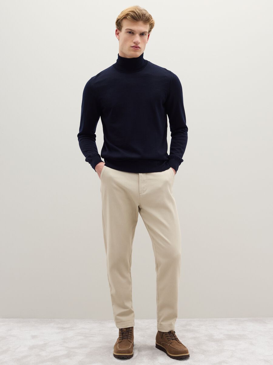Blue high-neck sweater in pure merino wool regular fit_2