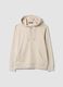 Beige cotton-blend sweatshirt with crew neck and hood_0