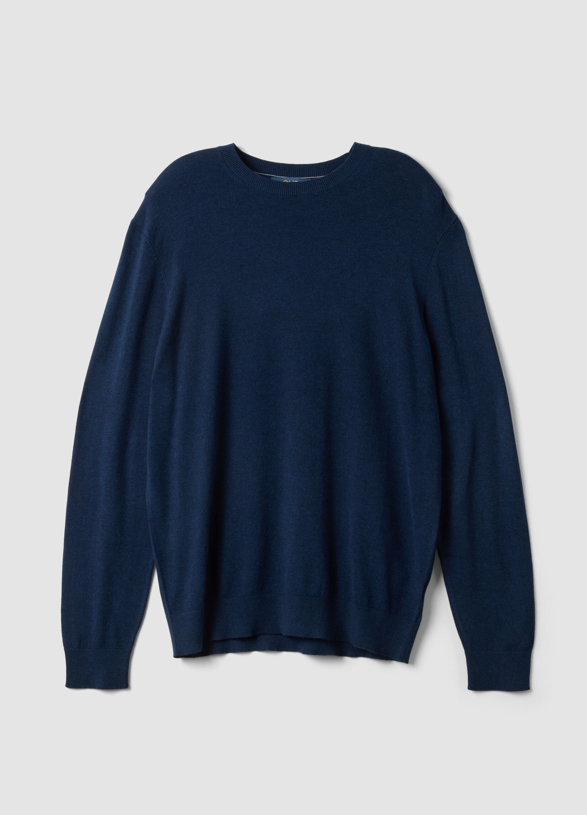 Blue crew-neck jumper in viscose blend, regular fit