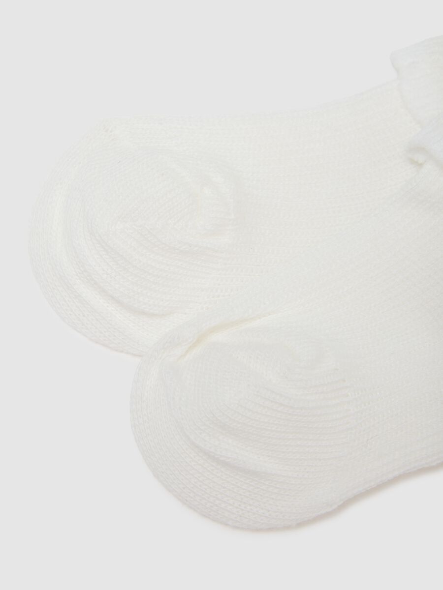 Set bipack calze corte da neonata in misto cotone bianche_2