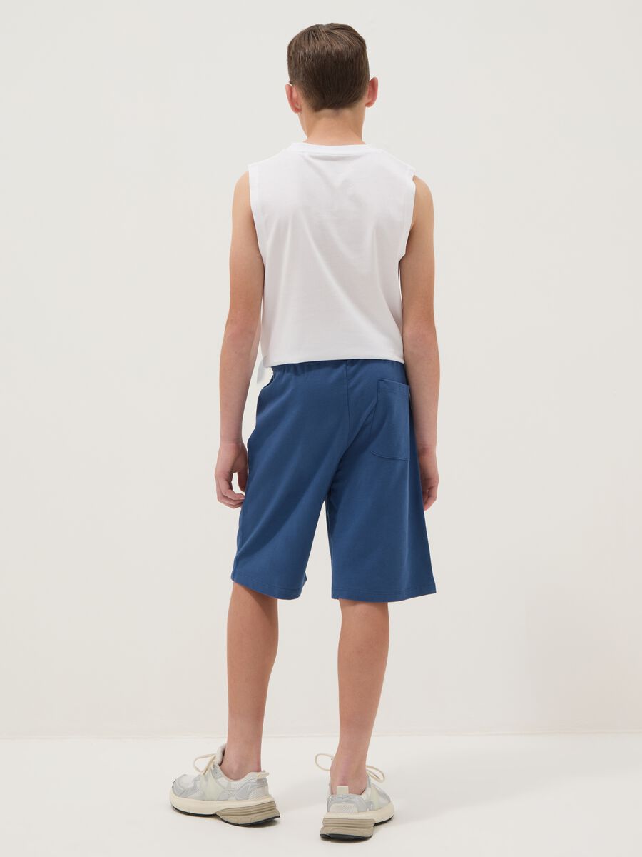 Short in puro cotone blu da ragazzo regular fit_1