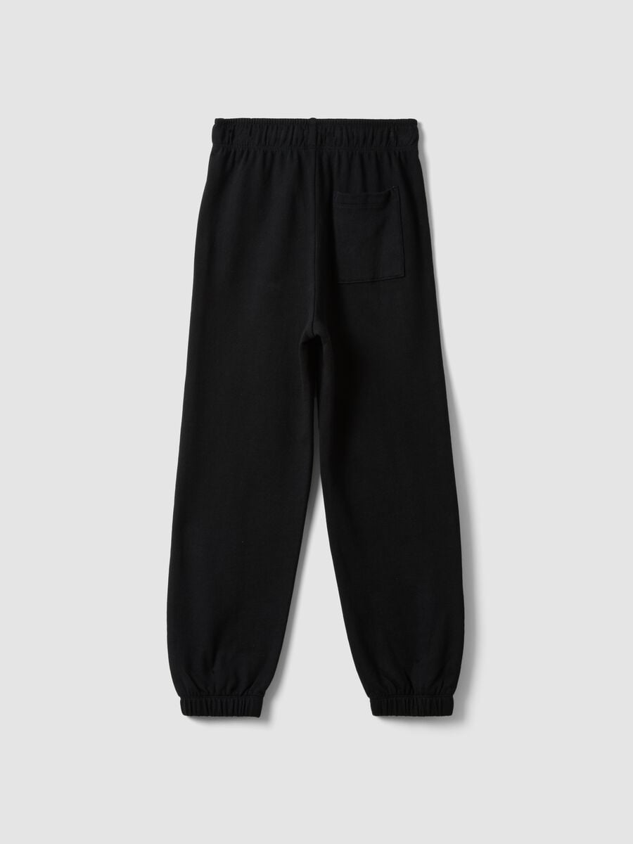 Pantaloni jogger neri in puro cotone organico per ragazzo relaxed fit_1