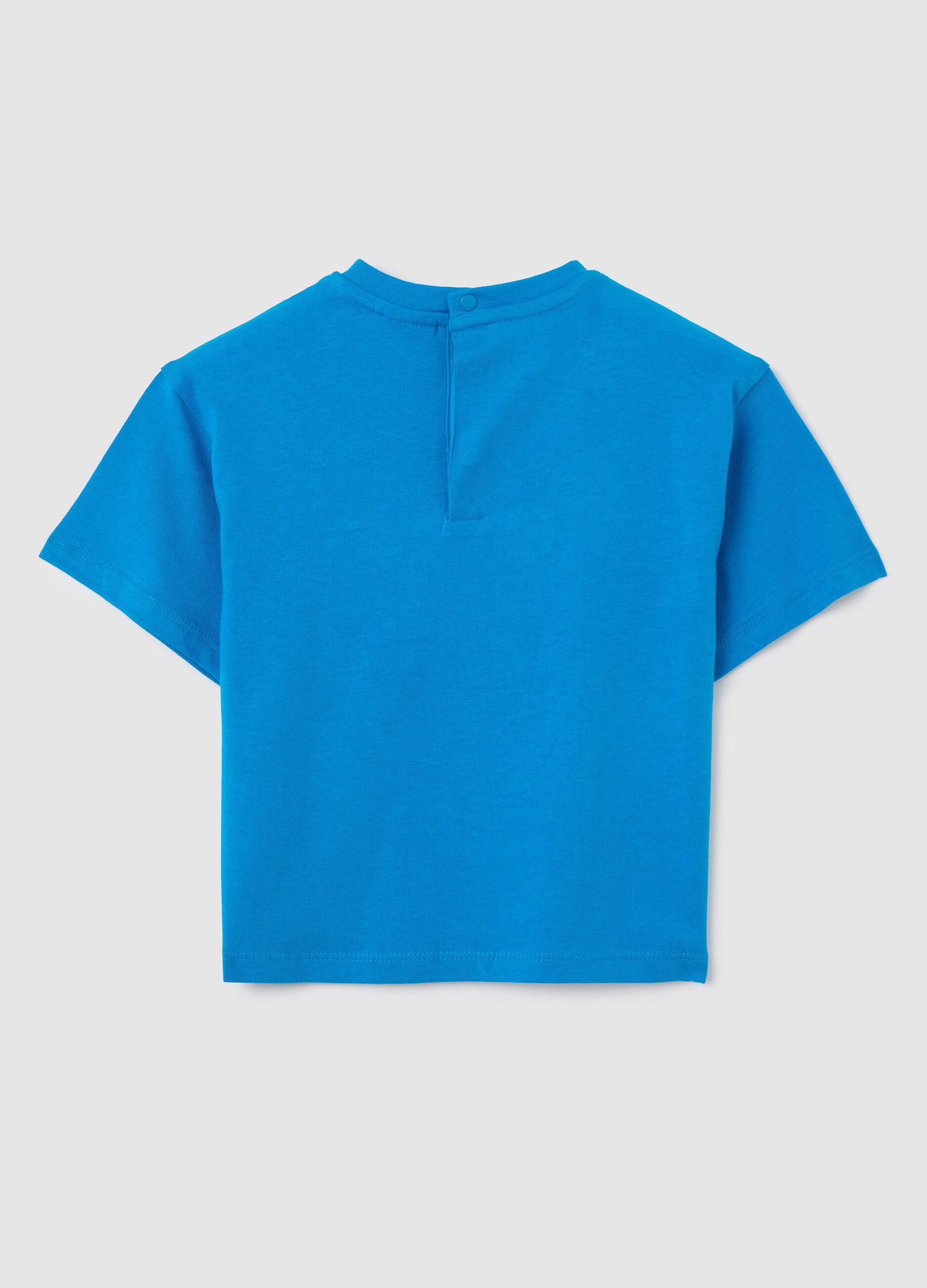 Children's blue pure cotton regular fit T-shirt with print