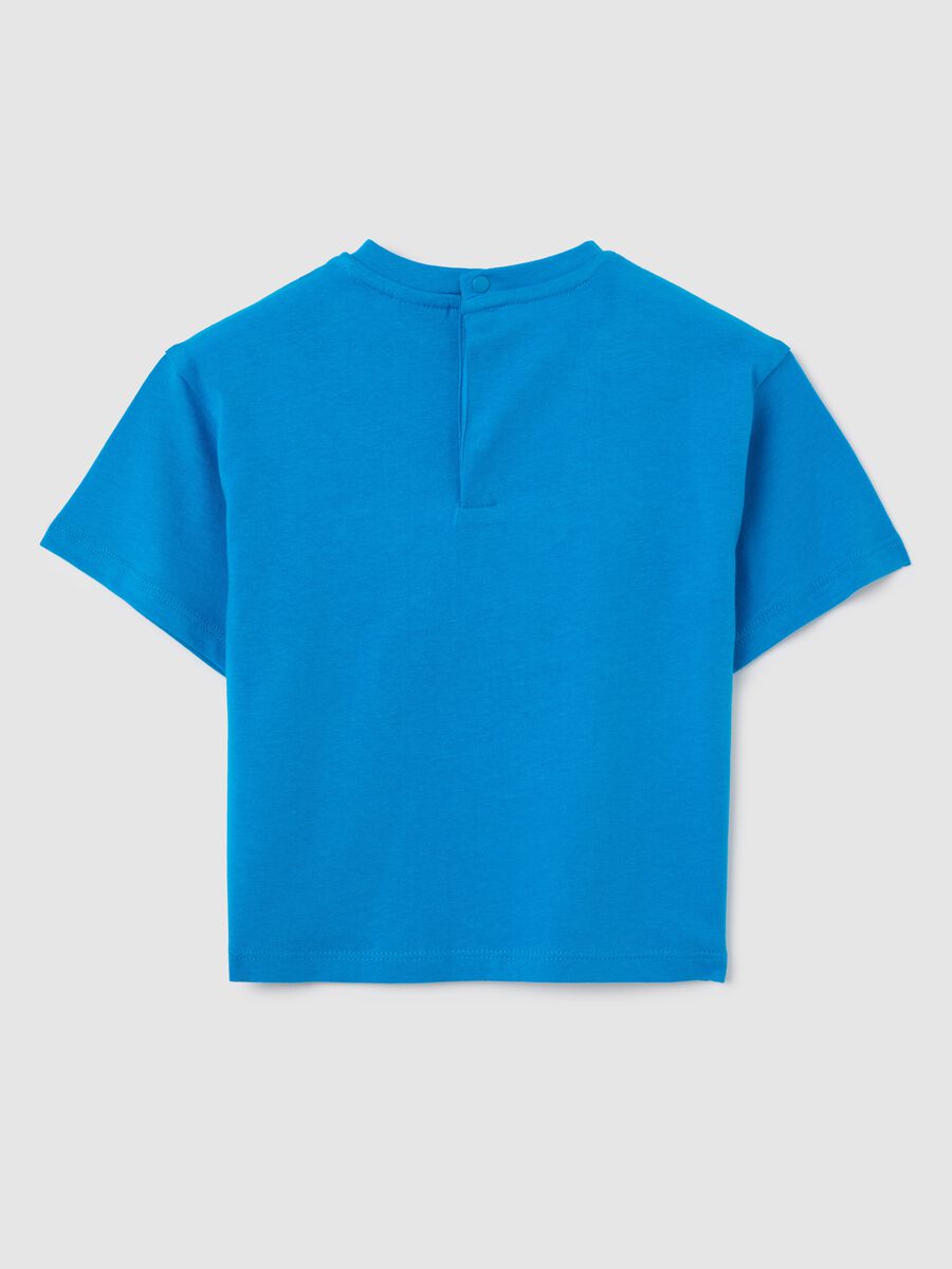 Children's blue pure cotton regular fit T-shirt with print_1