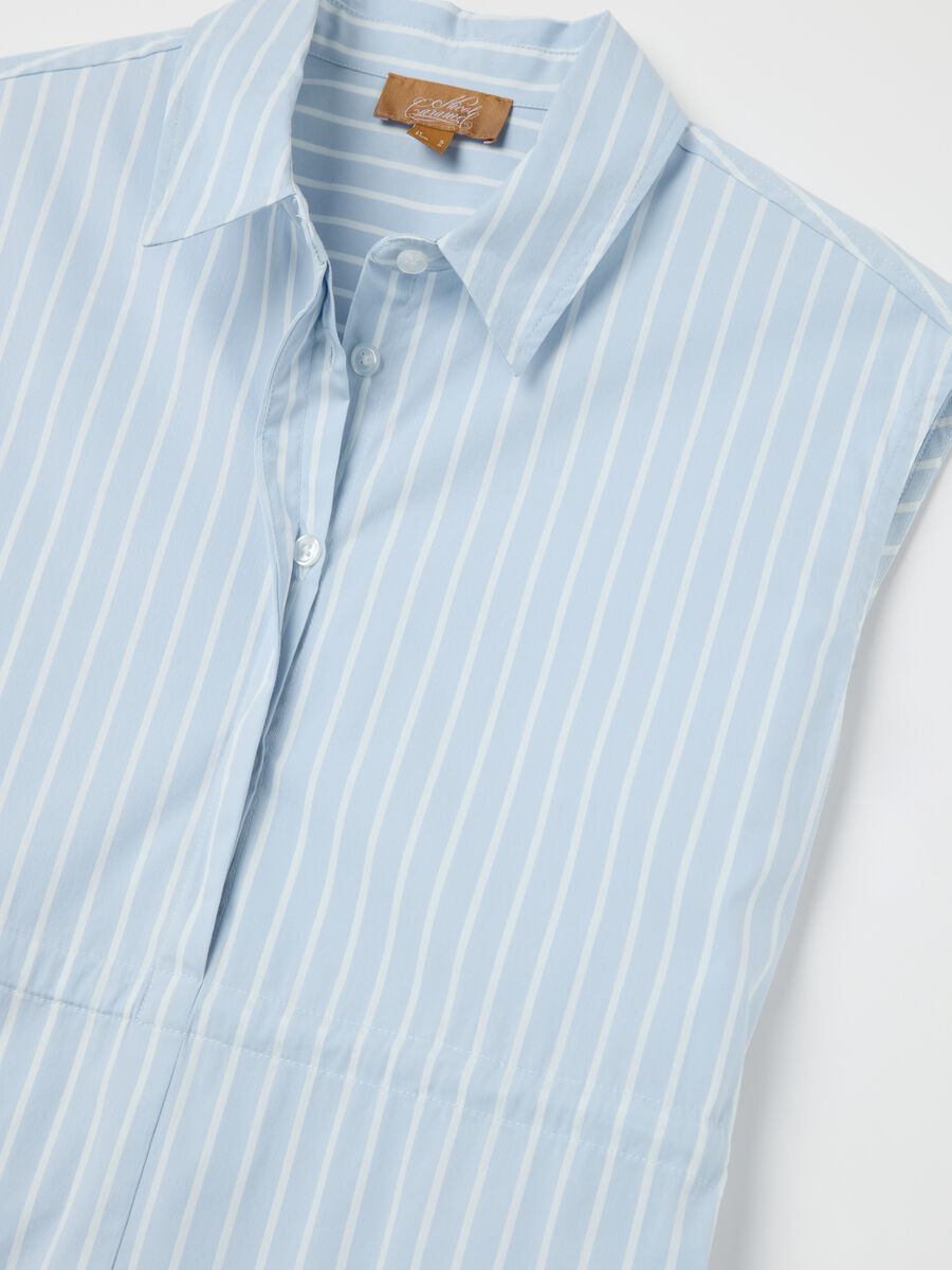 Long maternity shirt dress with stripes_5