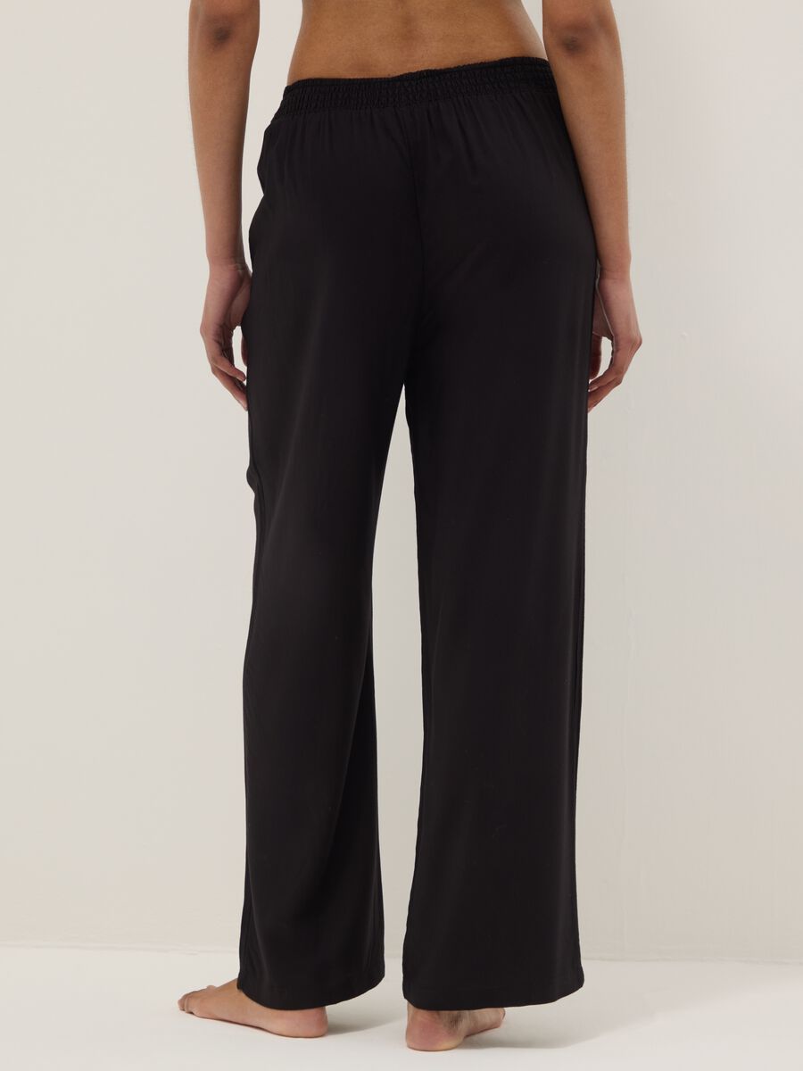 Black pure viscose long trousers_2