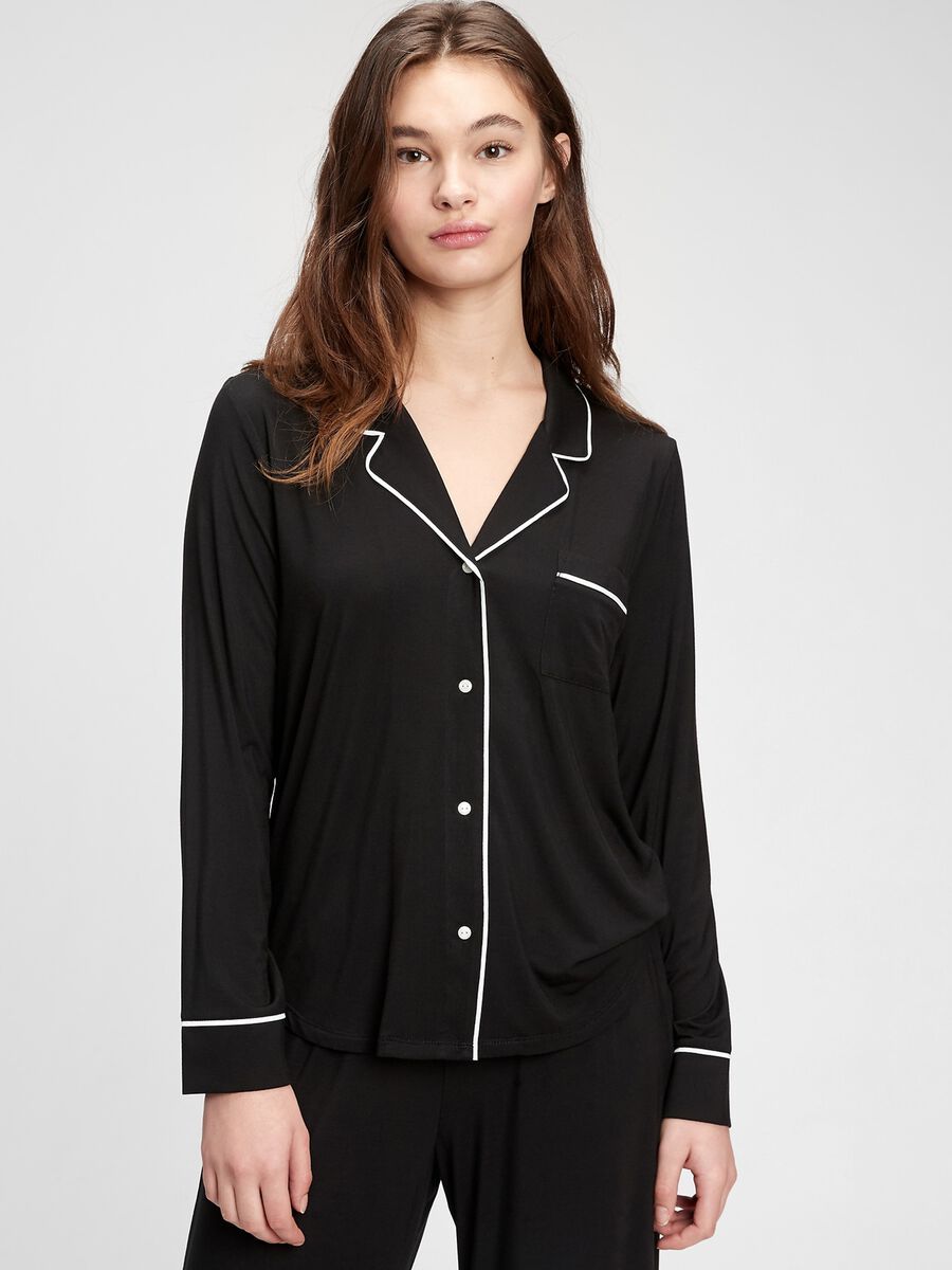 Pyjama top with contrasting piping_0