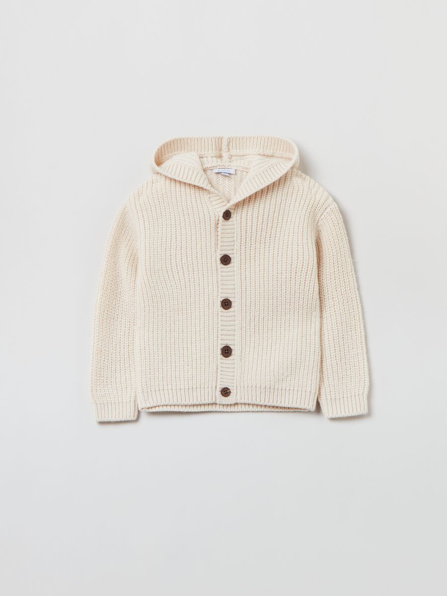 Cardigan in maglia con cappuccio_0