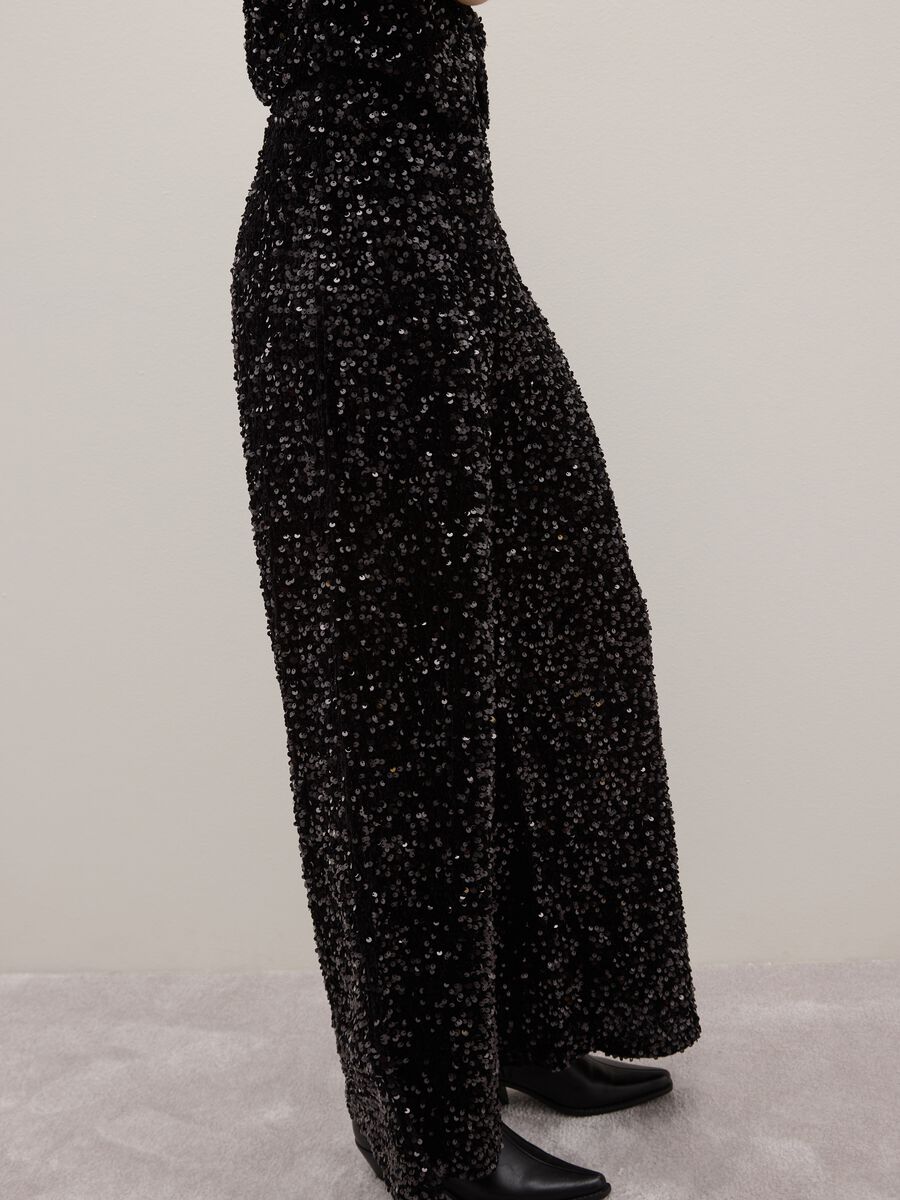 Black Palazzo Trousers with Sequins_3