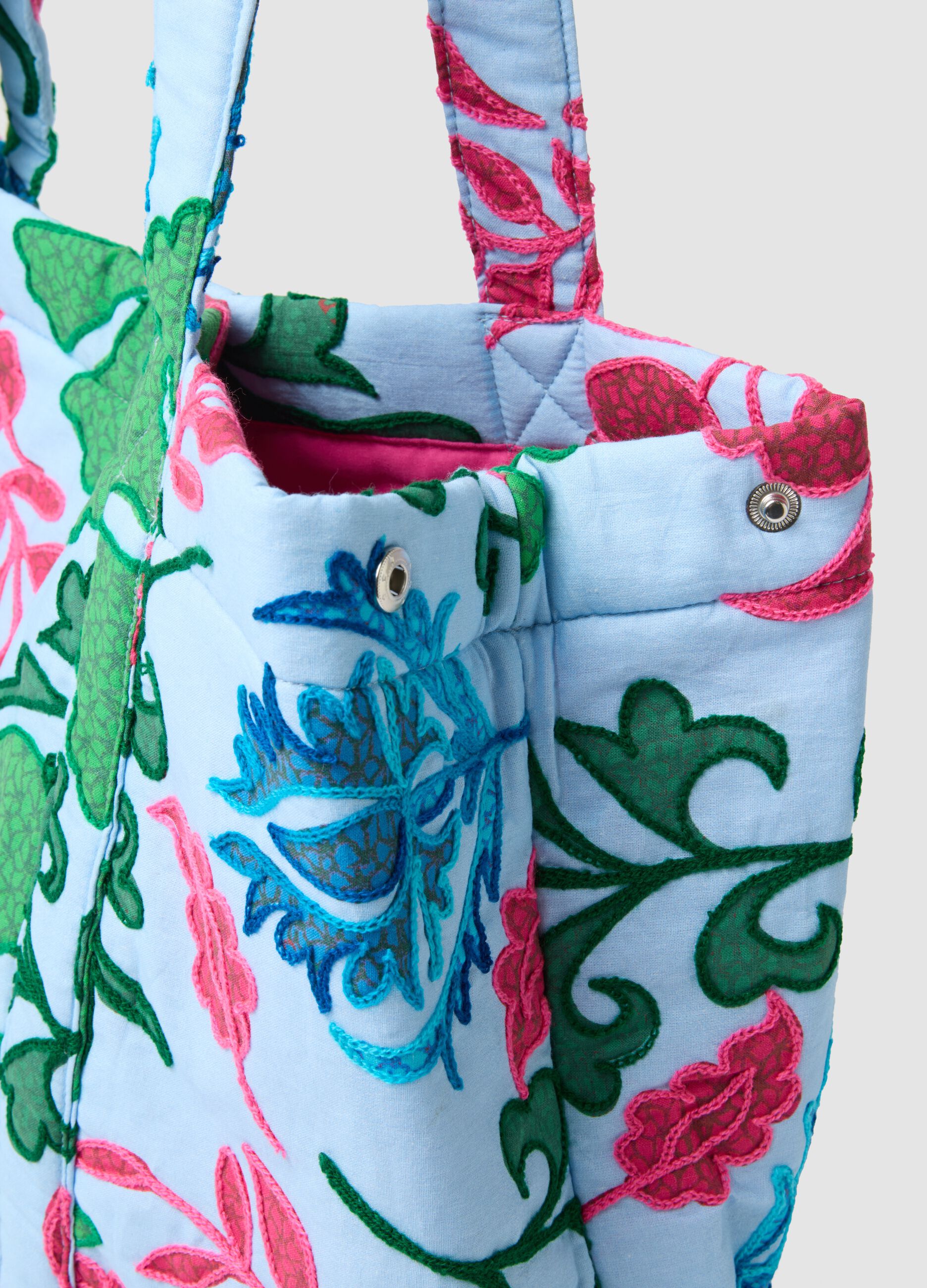 Multicolour pure cotton beach bag