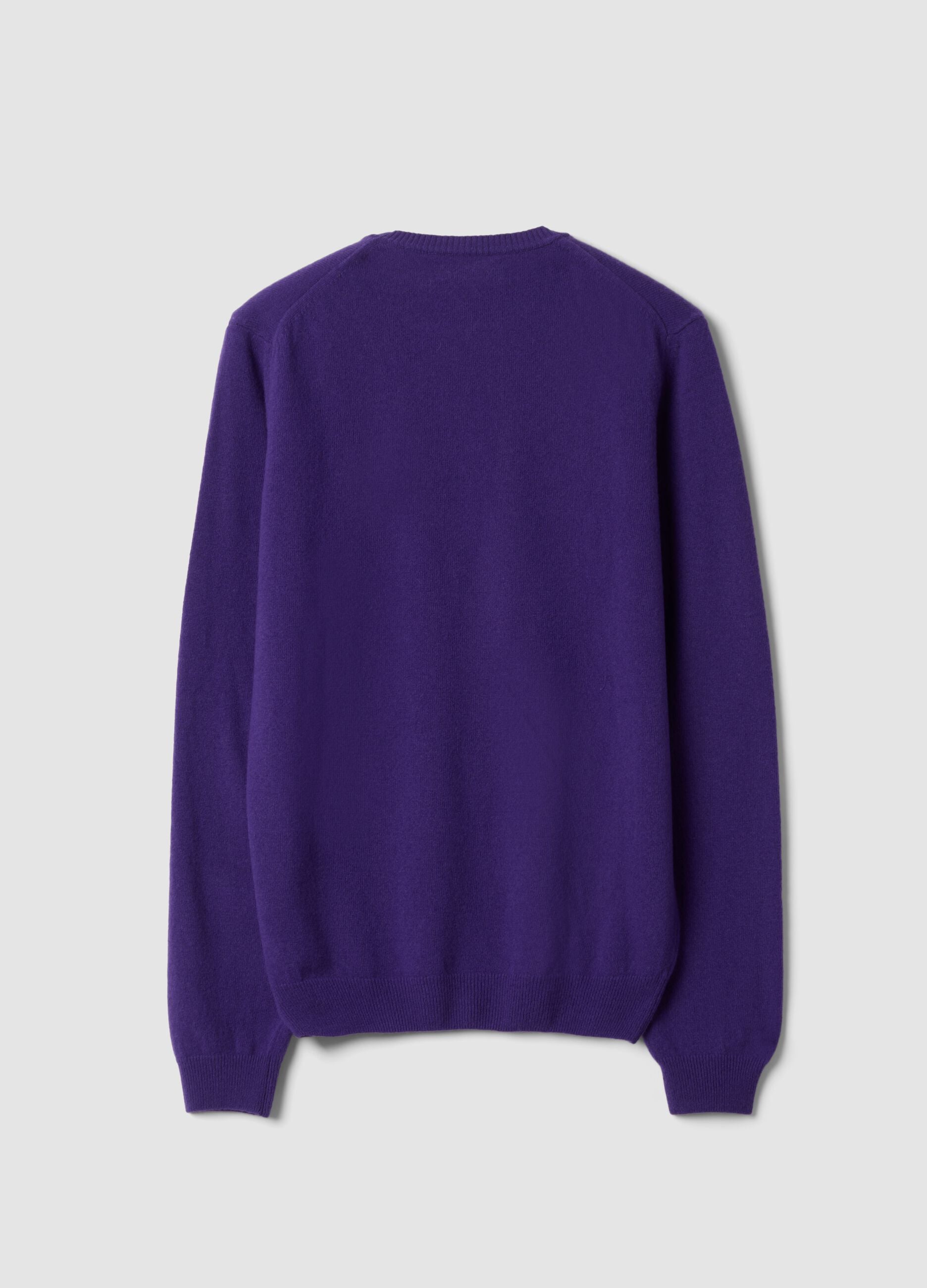 Purple pure wool crew-neck jumper, regular fit