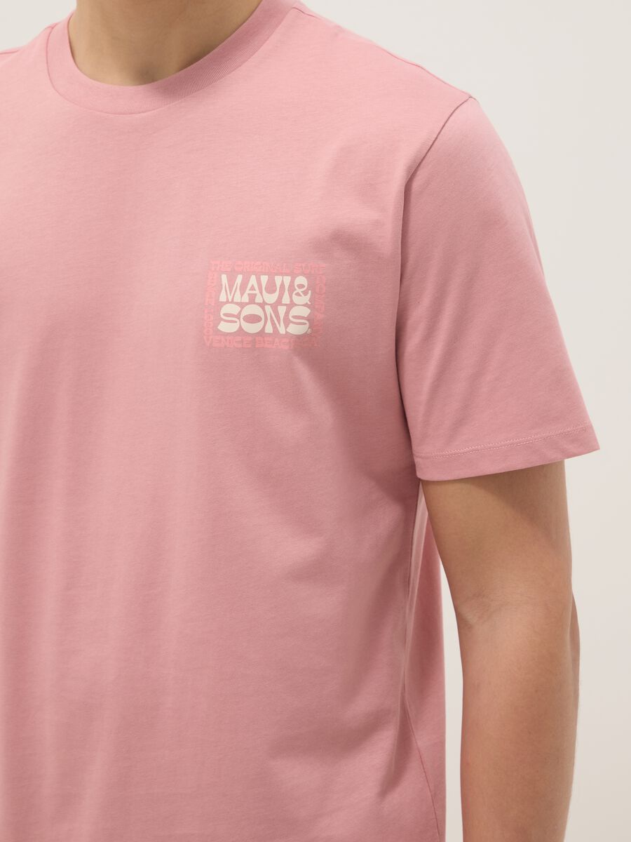 T-shirt a maniche corte in puro cotone rosa relaxed fit con stampa_3