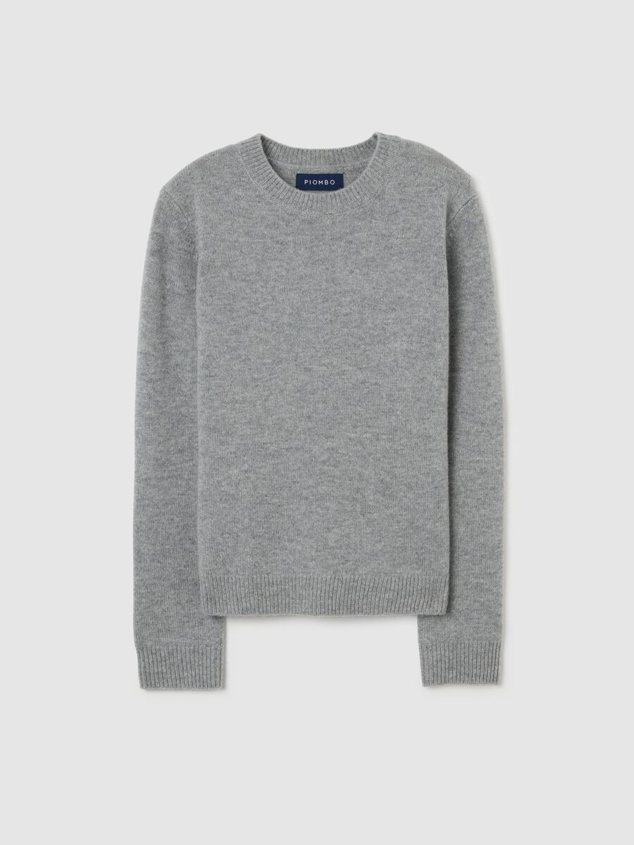 Maglione in misto lana e cashmere grigio regular fit_0