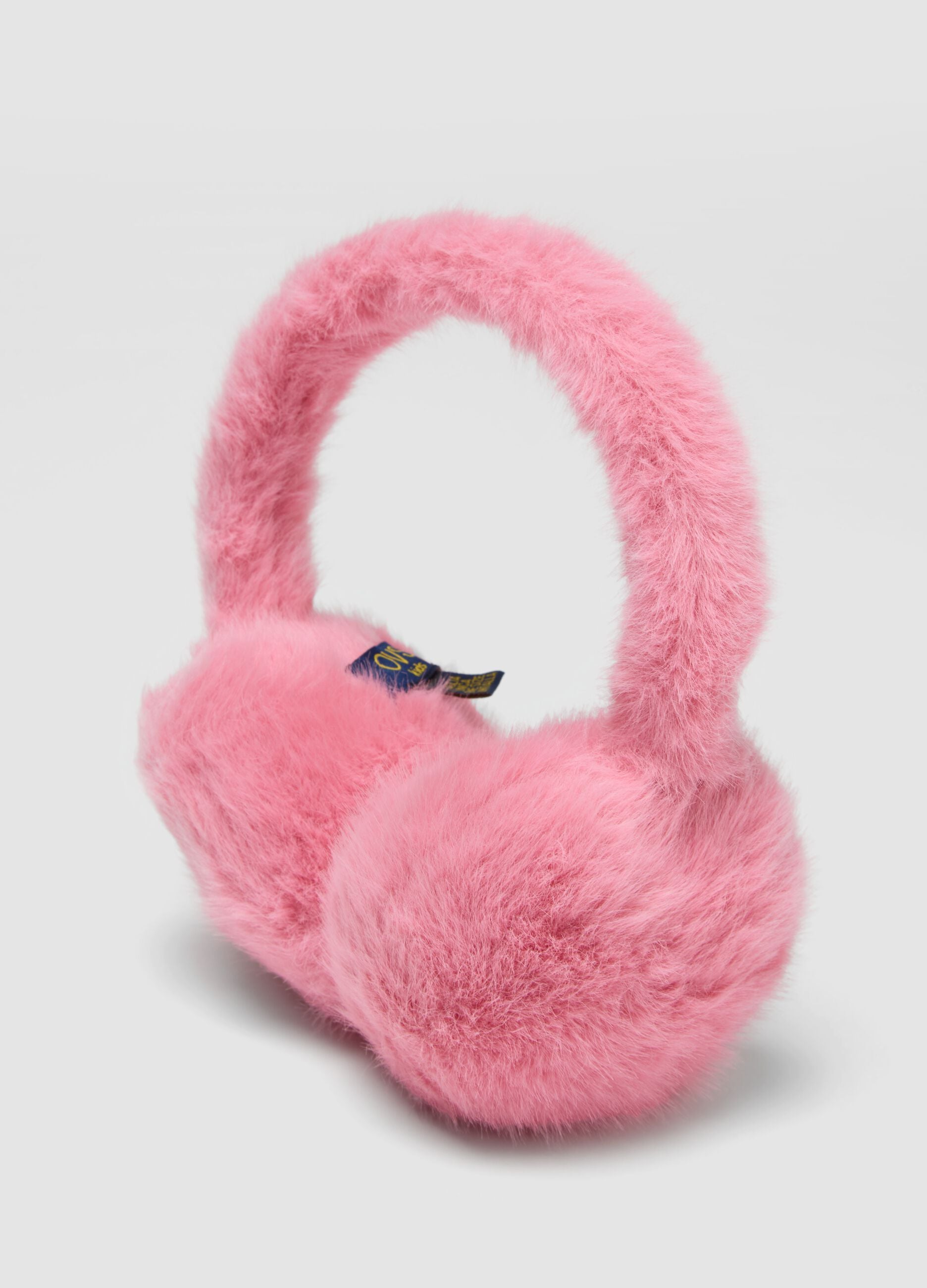 Pink teddy-effect earmuffs