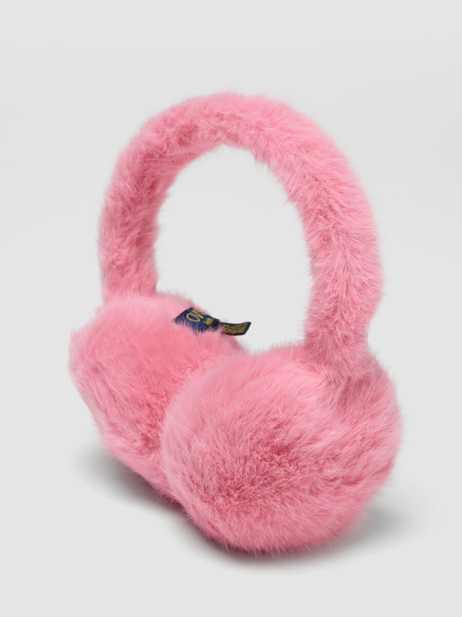 Pink teddy-effect earmuffs_1