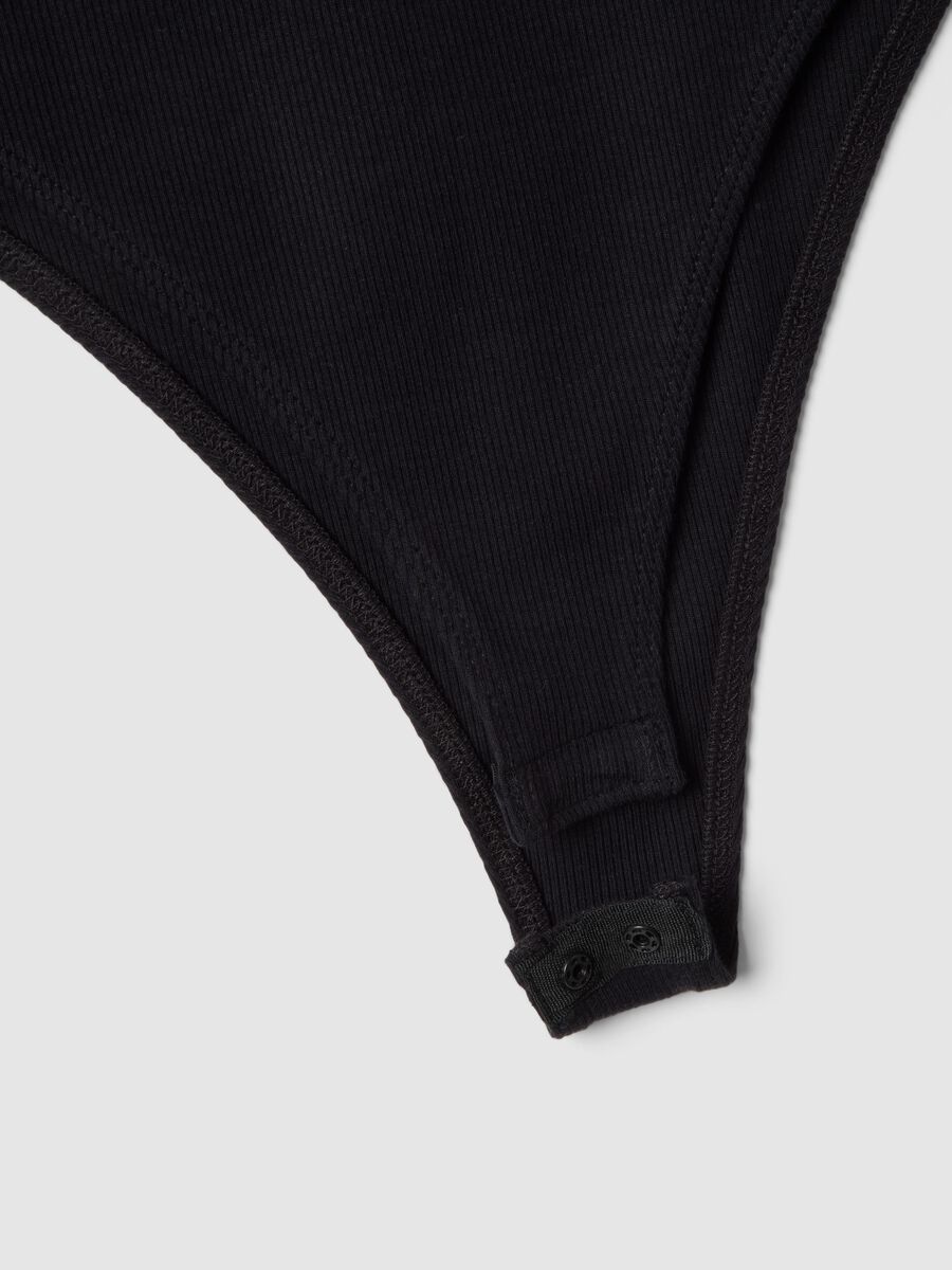 Black slim fit stretch cotton top_5