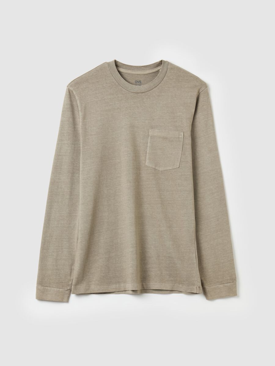 Cotton T-shirt with pocket and long sleeves_4