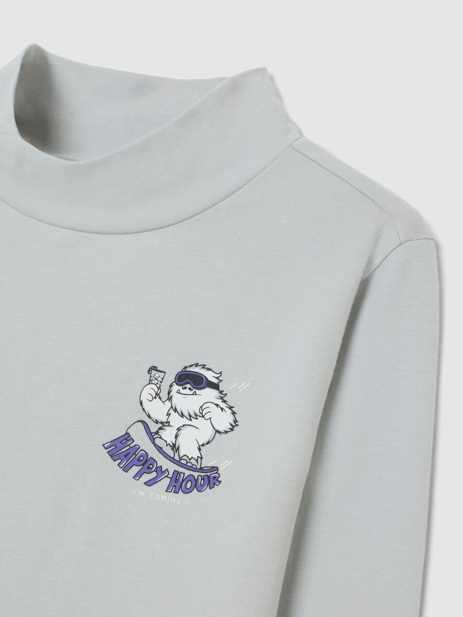 Children's grey turtleneck shirt in regular fit cotton blend_2