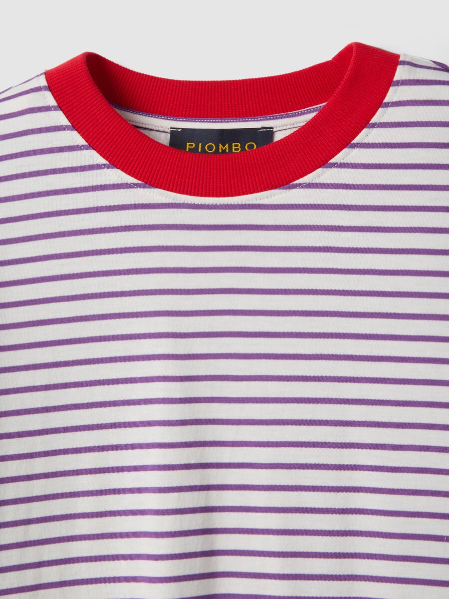 T-shirt verde a bianca in puro cotone regular fit_5